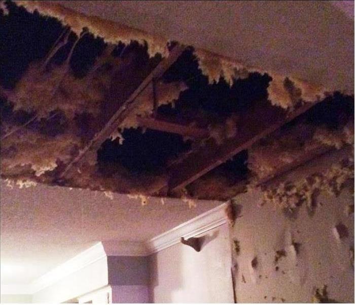 Photo of residential ceiling collapse from water damage
