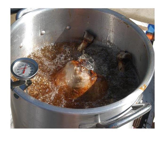 A turkey in a fryer